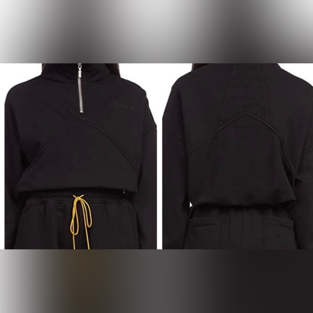 Rhude Skyline Cropped 1/4 Zip Logo Terry Pullover